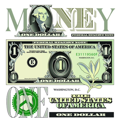 Vector money with dollars design template 03
