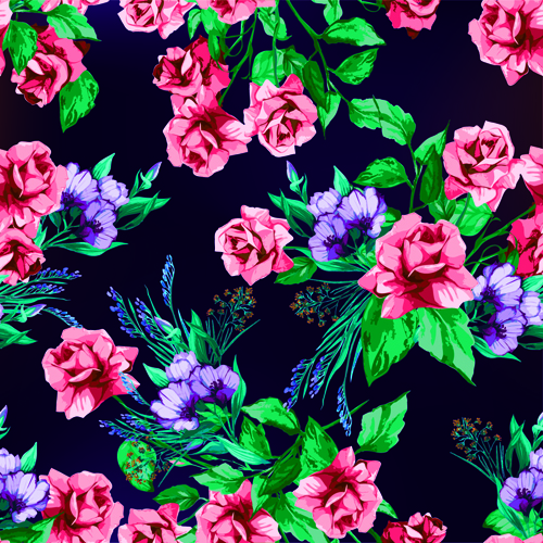 Vintage roses vector seamless pattern 01