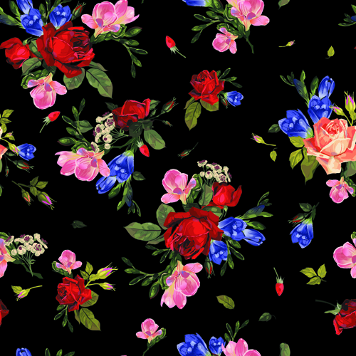 age roses vector seamless pattern 04 Vintage roses vector seamless pattern 04