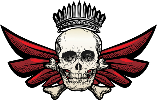 Vintage skull labels creative vector 06