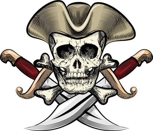 Vintage skull labels creative vector 07 Vintage skull labels creative vector 07
