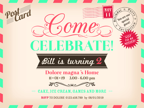 Wedding invitations postcard design graphic vector 01