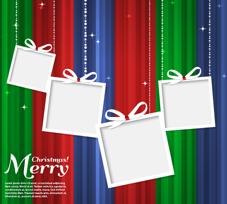 White photo frame with christmas background vector