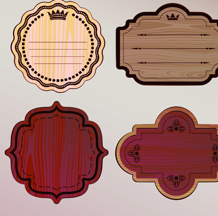 Various Wooden label design vector 02