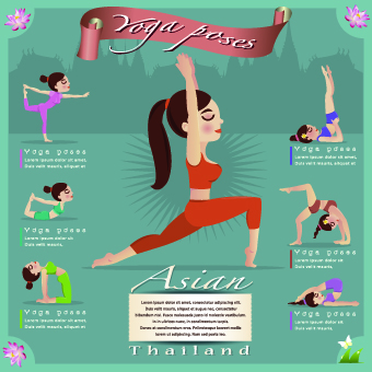Yoga poses vector design elements 02