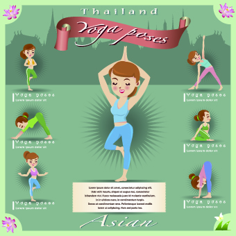 Yoga poses vector design elements 03