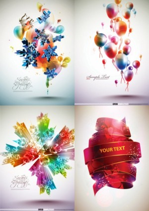 Balloon with stars and ribbons background vectors