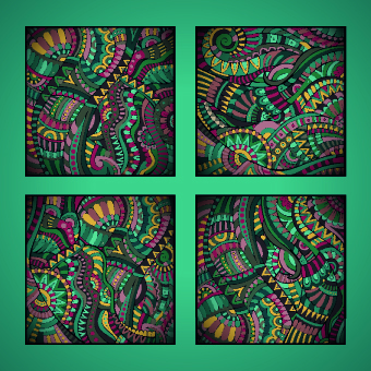 Ethnic decorative style cards vector graphics 04
