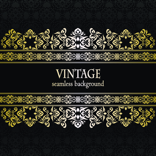 Retro Golden Ornaments background 01