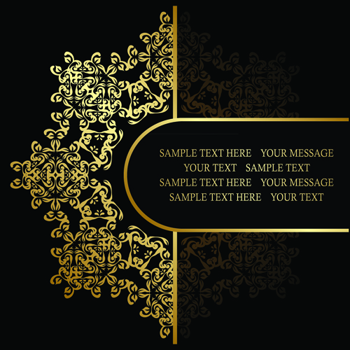 Retro Golden Ornaments background 04