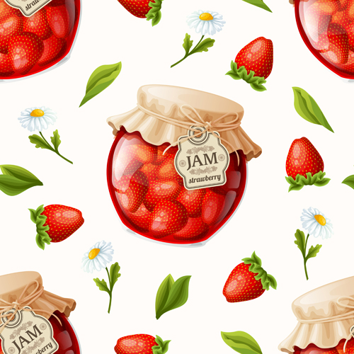 jam glass jar seamless pattern vector 01