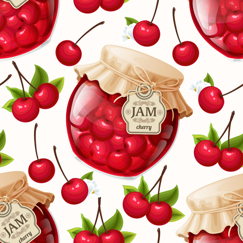 jam glass jar seamless pattern vector 03