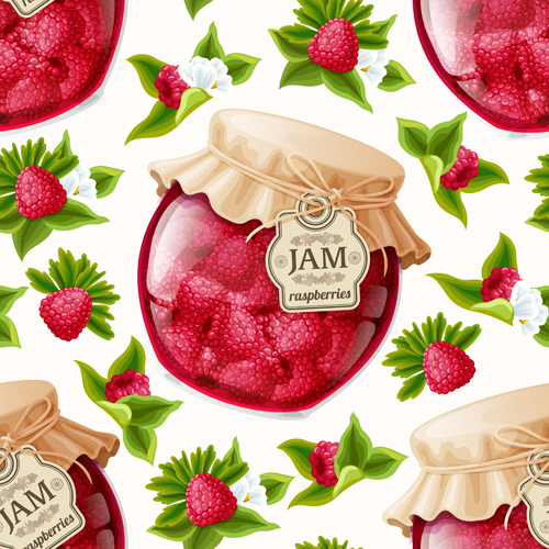 jam glass jar seamless pattern vector 05