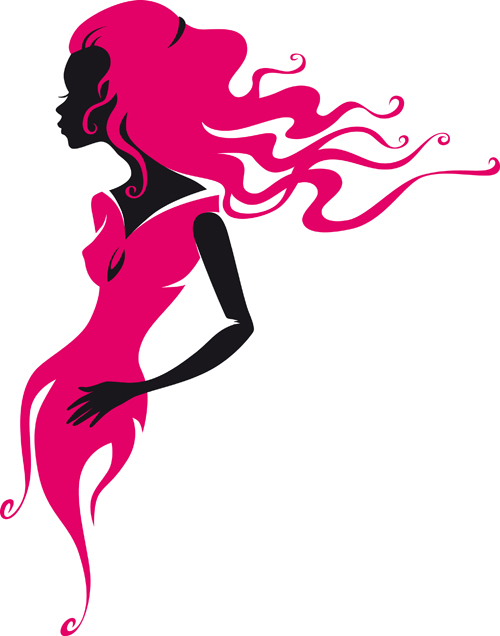 Beautiful Lady in red vector set 03