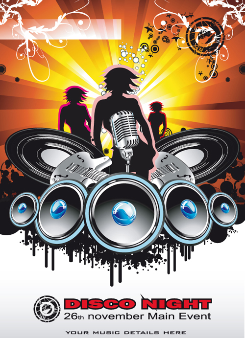 Bright Music Theme elements background vector 02