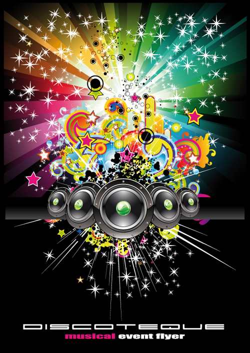 Bright Music Theme elements background vector 04