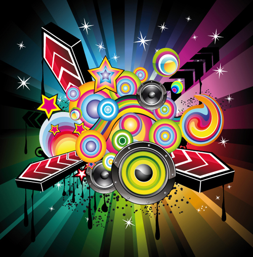 Bright Music Theme elements background vector 05