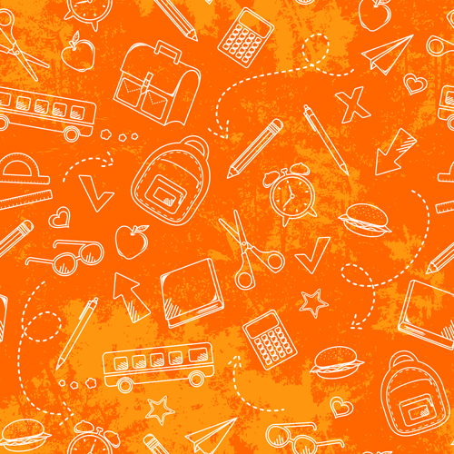 School elements vector pattern set 05