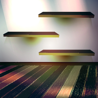 Vector wood shelf set 05