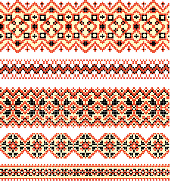Ukraine Style Fabric ornaments vector graphics 03