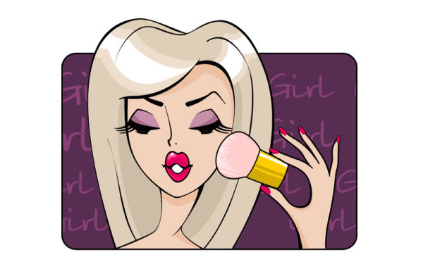 Make up girl cartoon Illustration free vector 03