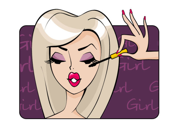 Make up girl cartoon Illustration free vector 04