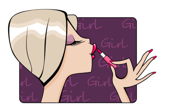 Make up girl cartoon Illustration free vector 05