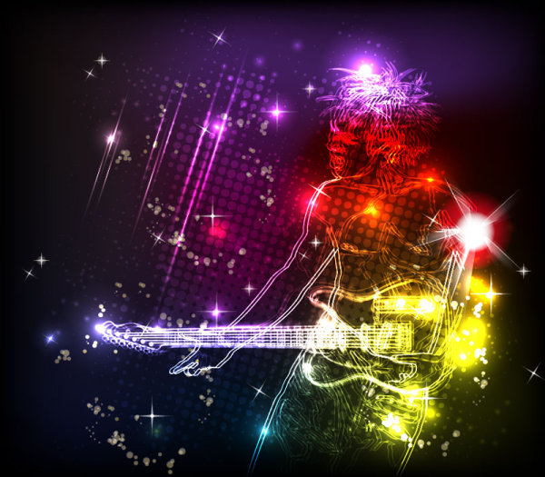 neon and people Illustrations vector 01