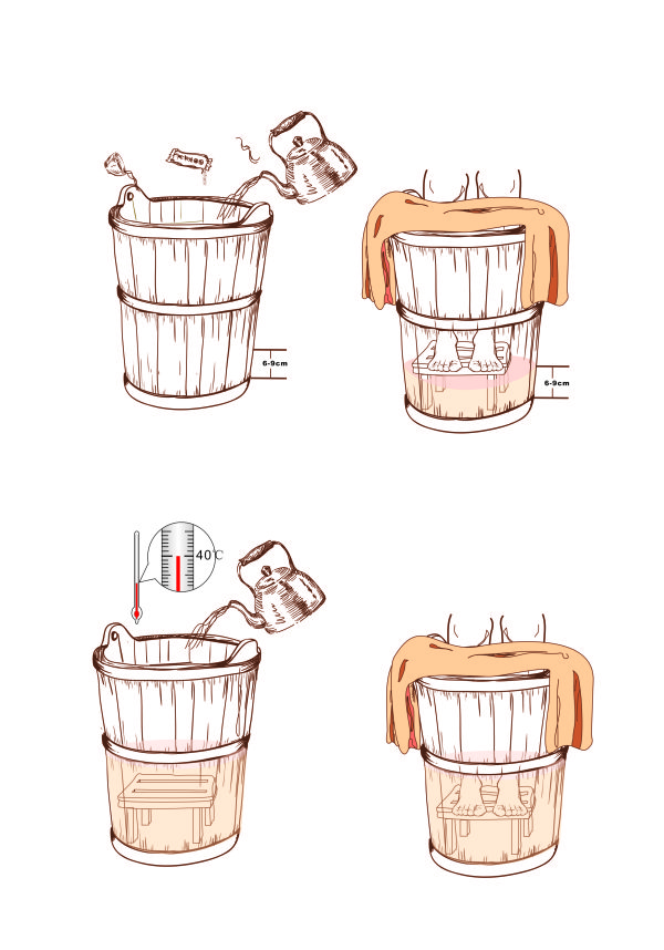 Hand drawn Wooden bucket vector graphic