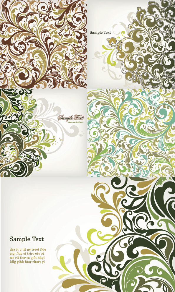 Elements of plant decorative pattern background Vector graphic