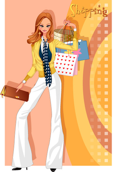 girls shopping set 136 vector