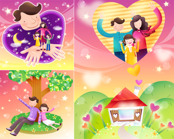 Elements of happy family of 2 Vector