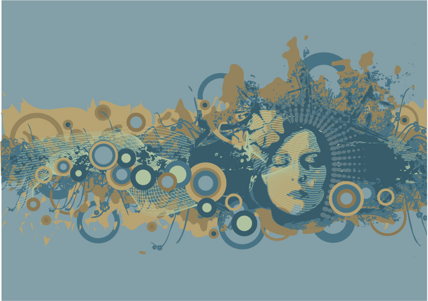Gilr head and pattern 02 Vector