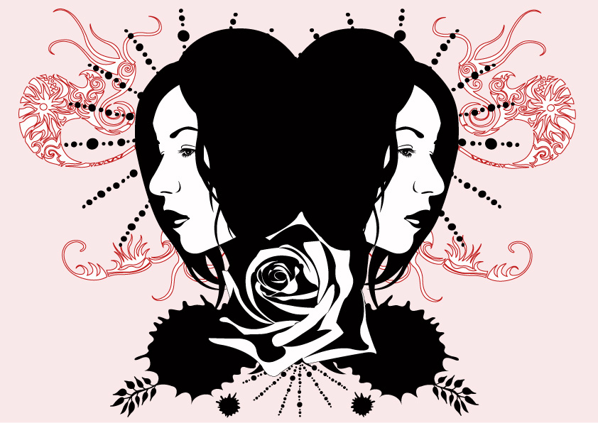 Gilr head and pattern 04 Vector