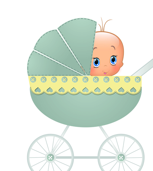 Cute baby cards design vector set 01