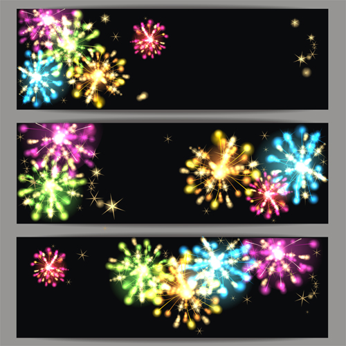 Beautiful fireworks vectors banners Beautiful fireworks vectors banners