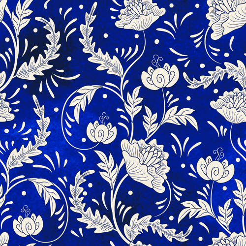 Blue decorative ornaments russian style vector 02