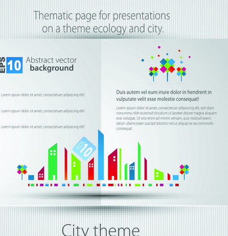 Set of Brochure page two weather background vector 01