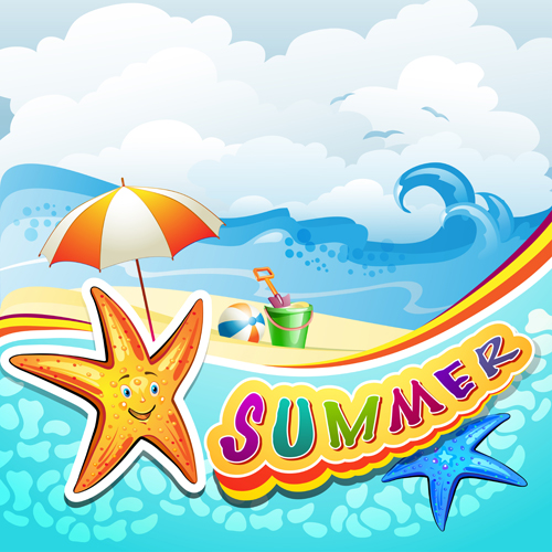 Cartoon Tropical Beach vector 04