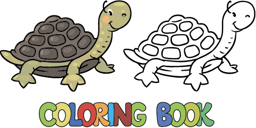 Cartoon animal coloring picture vector material 07