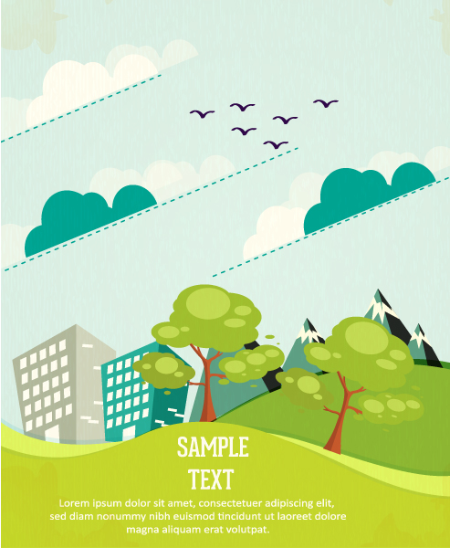 Cartoon city scenery vector 01
