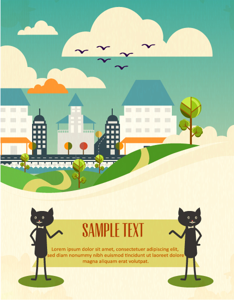 Cartoon city scenery vector 03
