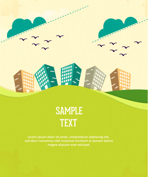 Cartoon city scenery vector 07