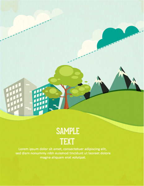 Cartoon city scenery vector 08