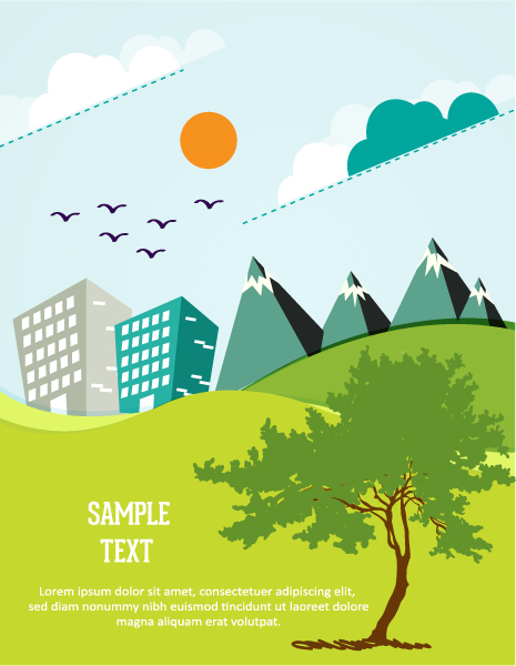 Cartoon city scenery vector 09