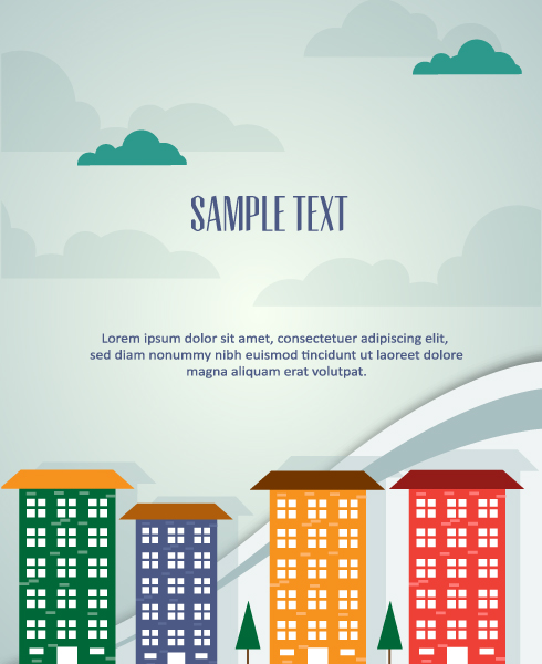 Cartoon city scenery vector 10