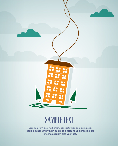 Cartoon city scenery vector 11