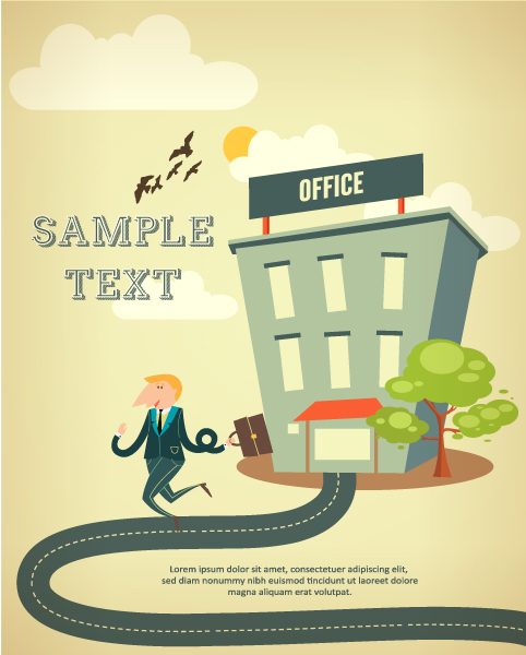 Cartoon city scenery vector 12