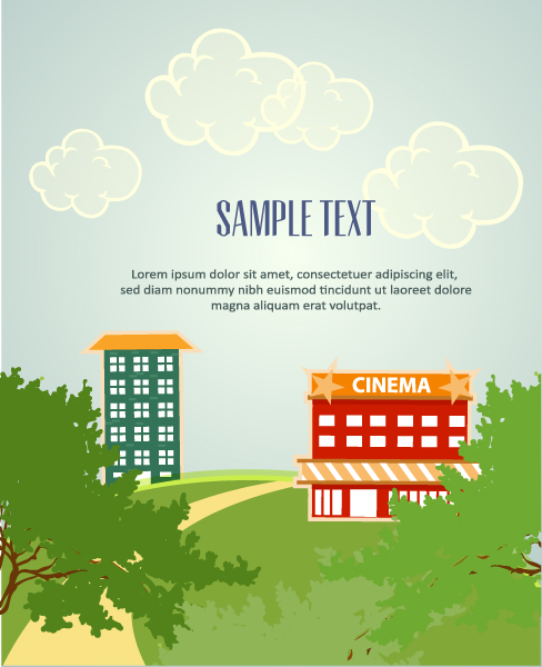 Cartoon city scenery vector 27