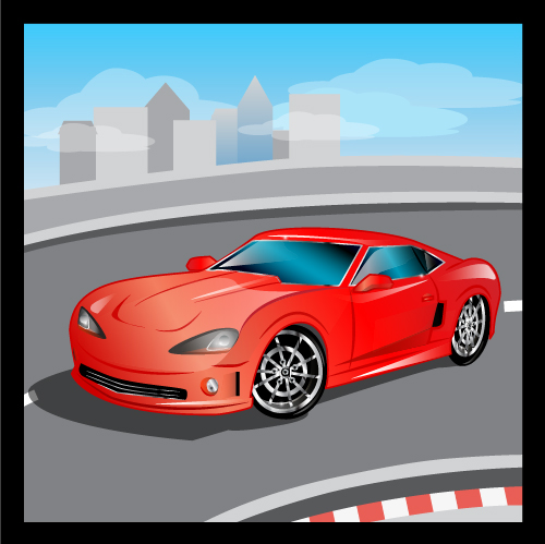 Cartoon sports car design vectors set 01